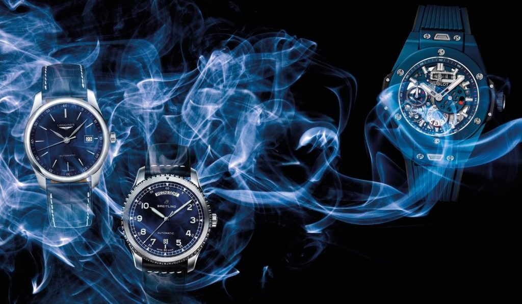 Striking blue-coloured luxury watches